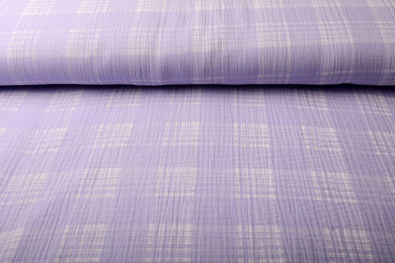 Oeko-Tex® Tessuto di Mussola Quadri Lilla Oeko-Tex® Tessuto di Mussola Quadri Lilla