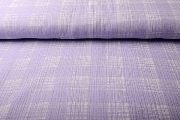 Oeko-Tex® Tessuto di Mussola Quadri Lilla Oeko-Tex® Tessuto di Mussola Quadri Lilla