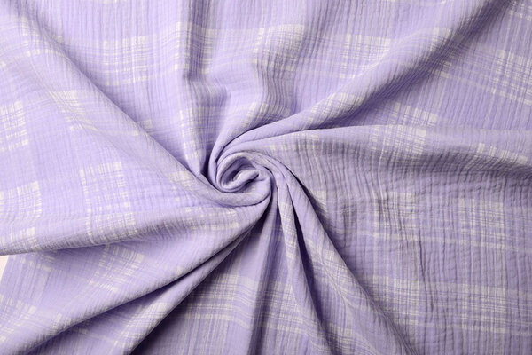 Oeko-Tex® Tessuto di Mussola Quadri Lilla Oeko-Tex® Tessuto di Mussola Quadri Lilla