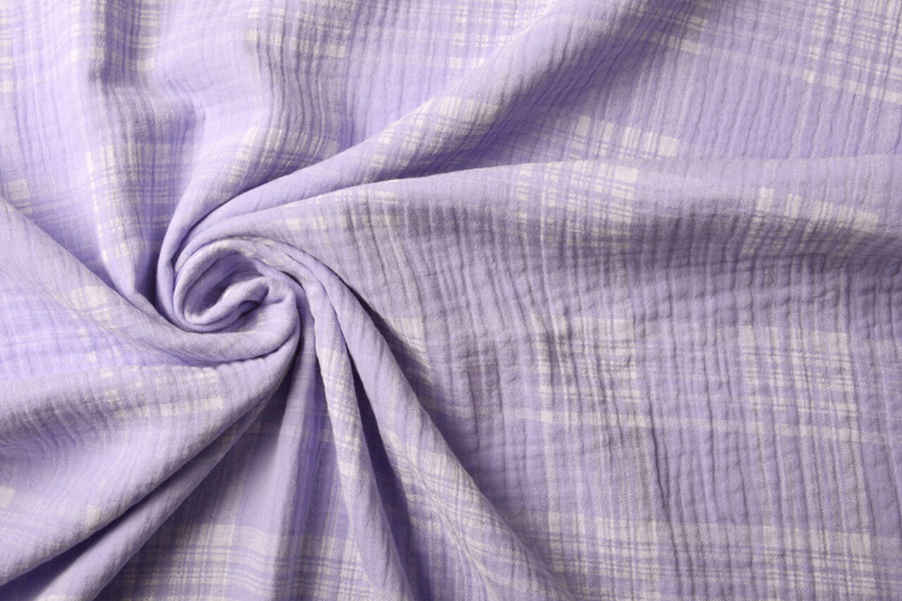 Oeko-Tex®  Double Gauze Fabric Check Lilac