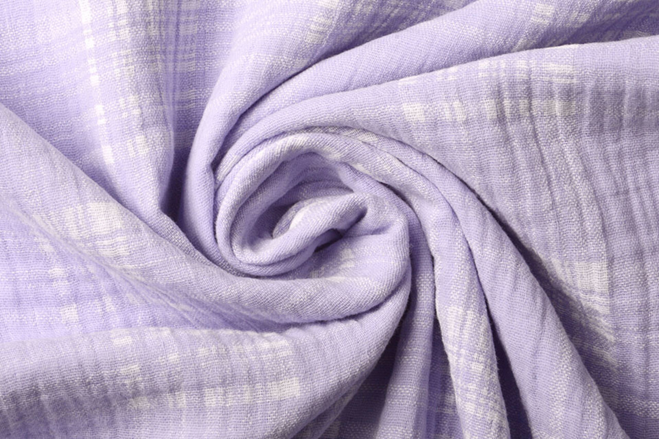Oeko-Tex® Tessuto di Mussola Quadri Lilla Oeko-Tex® Tessuto di Mussola Quadri Lilla