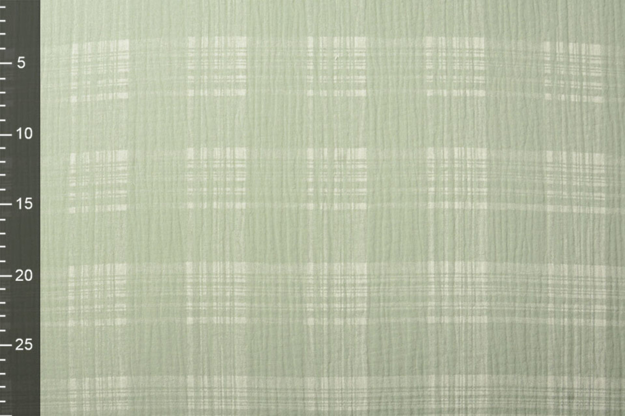 Oeko-Tex®  Coton Double Gaze Tissu Carreaux Vert Ancien Clair