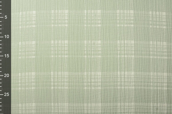 Oeko-Tex®  Coton Double Gaze Tissu Carreaux Vert Ancien Clair