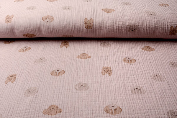 Oeko-Tex®  Tela de Muselina Hondjes Claro Rosa Antiguo