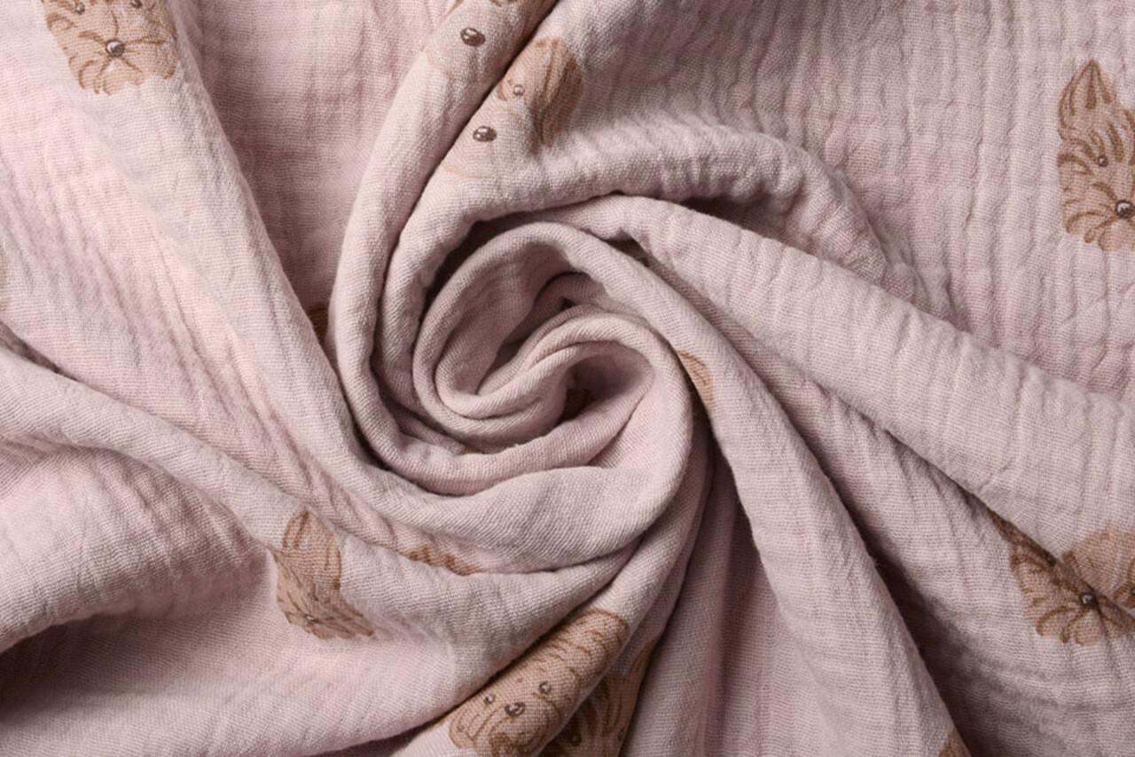 Oeko-Tex® Tessuto di Mussola Hondjes Rosa Antico Chiaro Oeko-Tex® Tessuto di Mussola Hondjes Rosa Antico Chiaro
