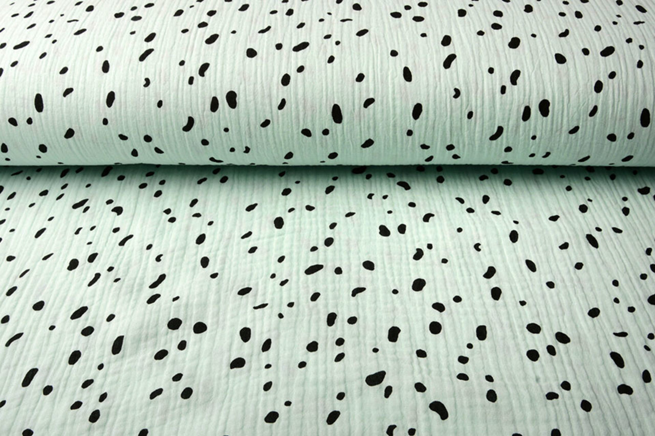 Oeko-Tex®  Double Gauze Fabric Dalmatian Light Mint Green