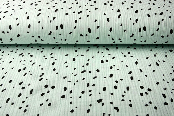Oeko-Tex® Coton Double Gaze Tissu Dalmatiër Clair Vert Menthe Oeko-Tex® Coton Double Gaze Tissu Dalmatiër Clair Vert Menthe