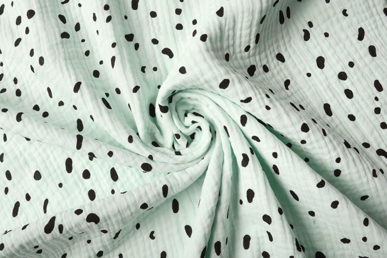 Oeko-Tex®  Double Gauze Fabric Dalmatian Light Mint Green