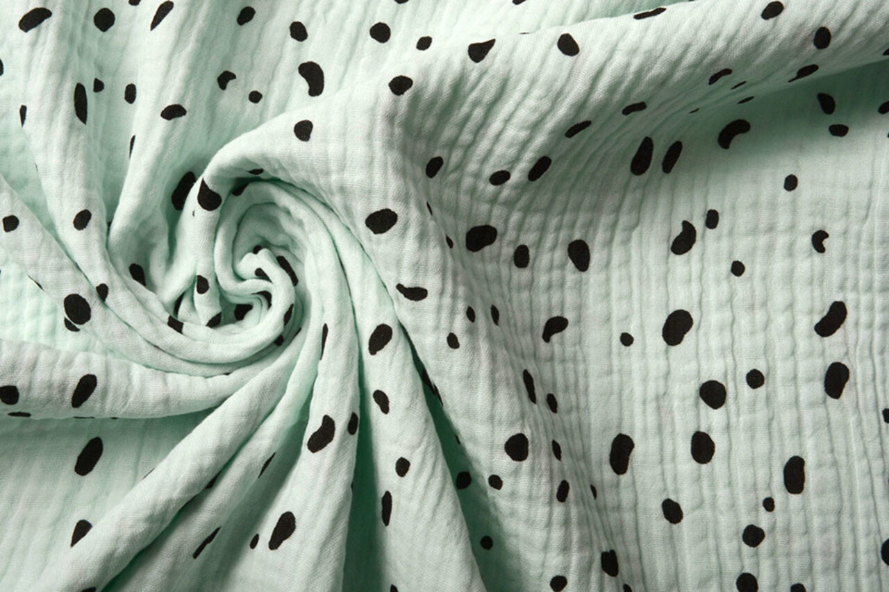 Oeko-Tex®  Double Gauze Fabric Dalmatian Light Mint Green
