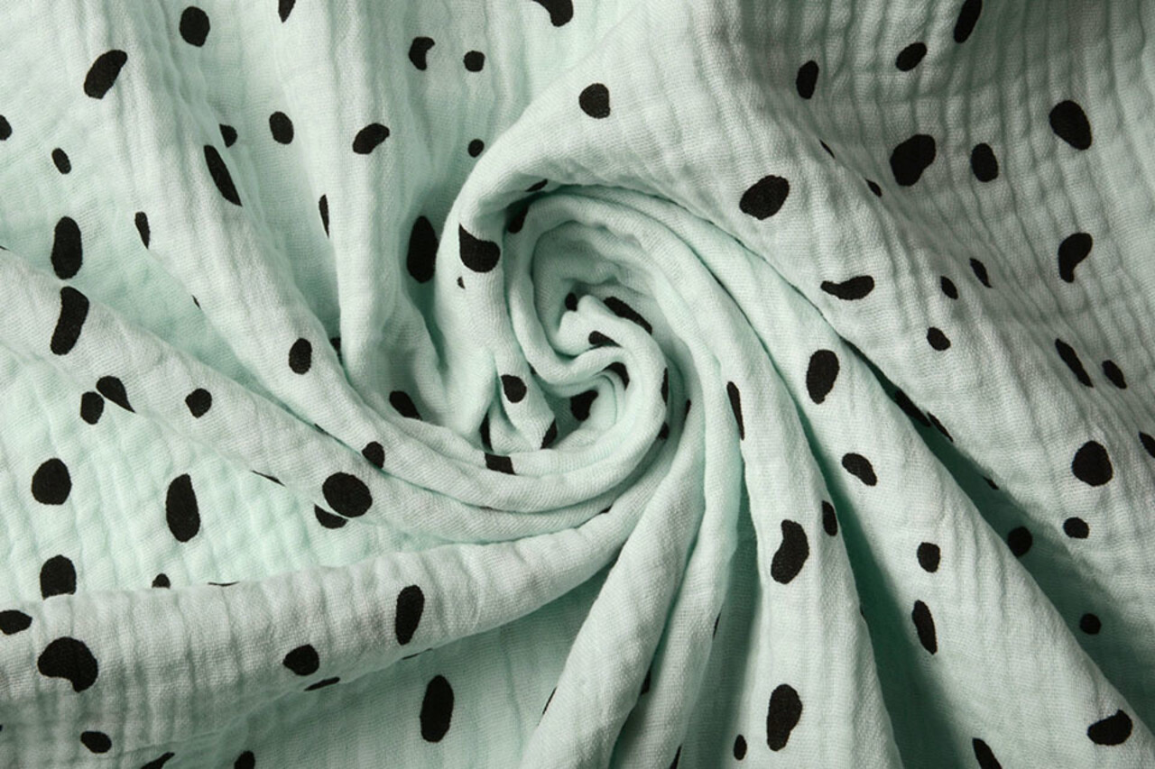 Oeko-Tex®  Double Gauze Fabric Dalmatian Light Mint Green