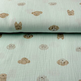 Oeko-Tex®  Hydrofiel Stof Hondjes Licht Mint Groen Oeko-Tex®  Hydrofiel Stof Hondjes Licht Mint Groen