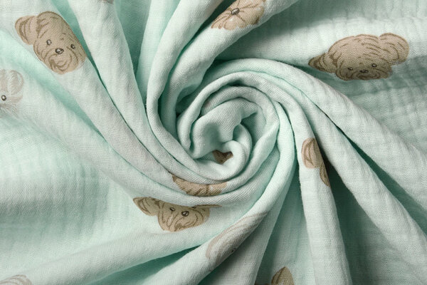 Oeko-Tex®  Hydrofiel Stof Hondjes Licht Mint Groen Oeko-Tex®  Hydrofiel Stof Hondjes Licht Mint Groen