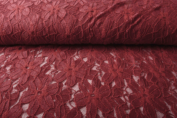 Lace Flowers Fenna Wine Red