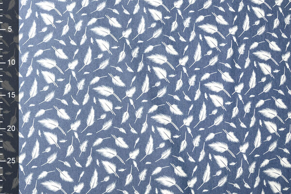 Printed Jeans Feather Medium Blue