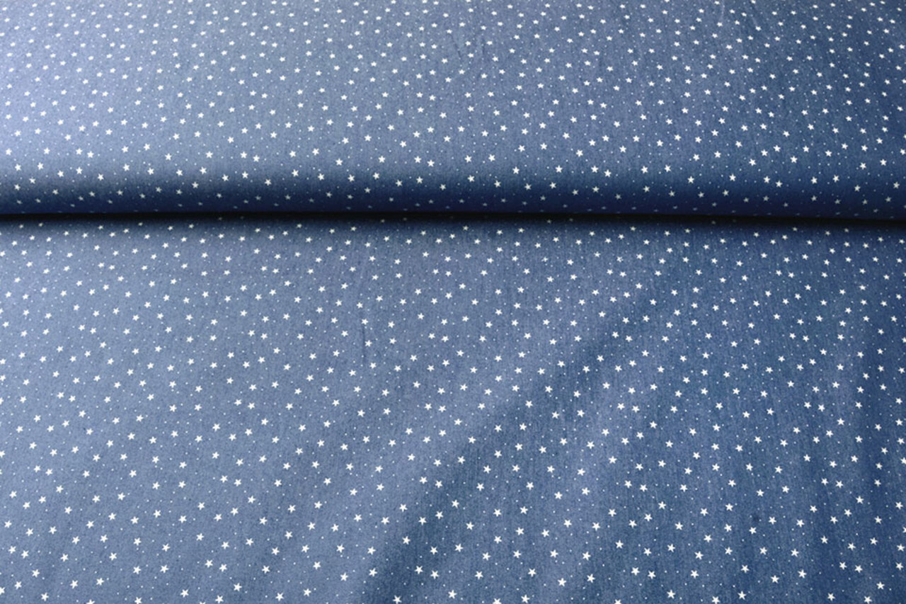 Bedruckte Jeans Sterne Mittelblau