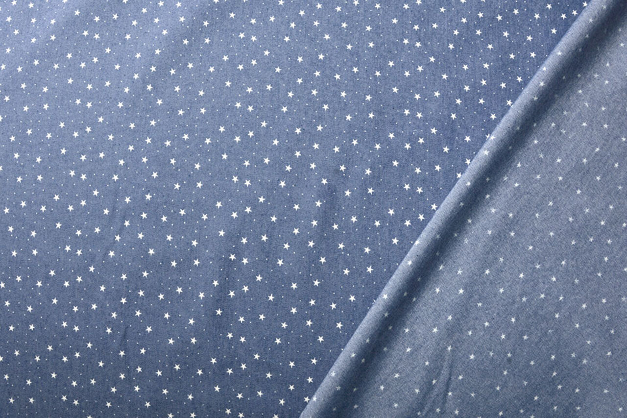 Bedruckte Jeans Sterne Mittelblau