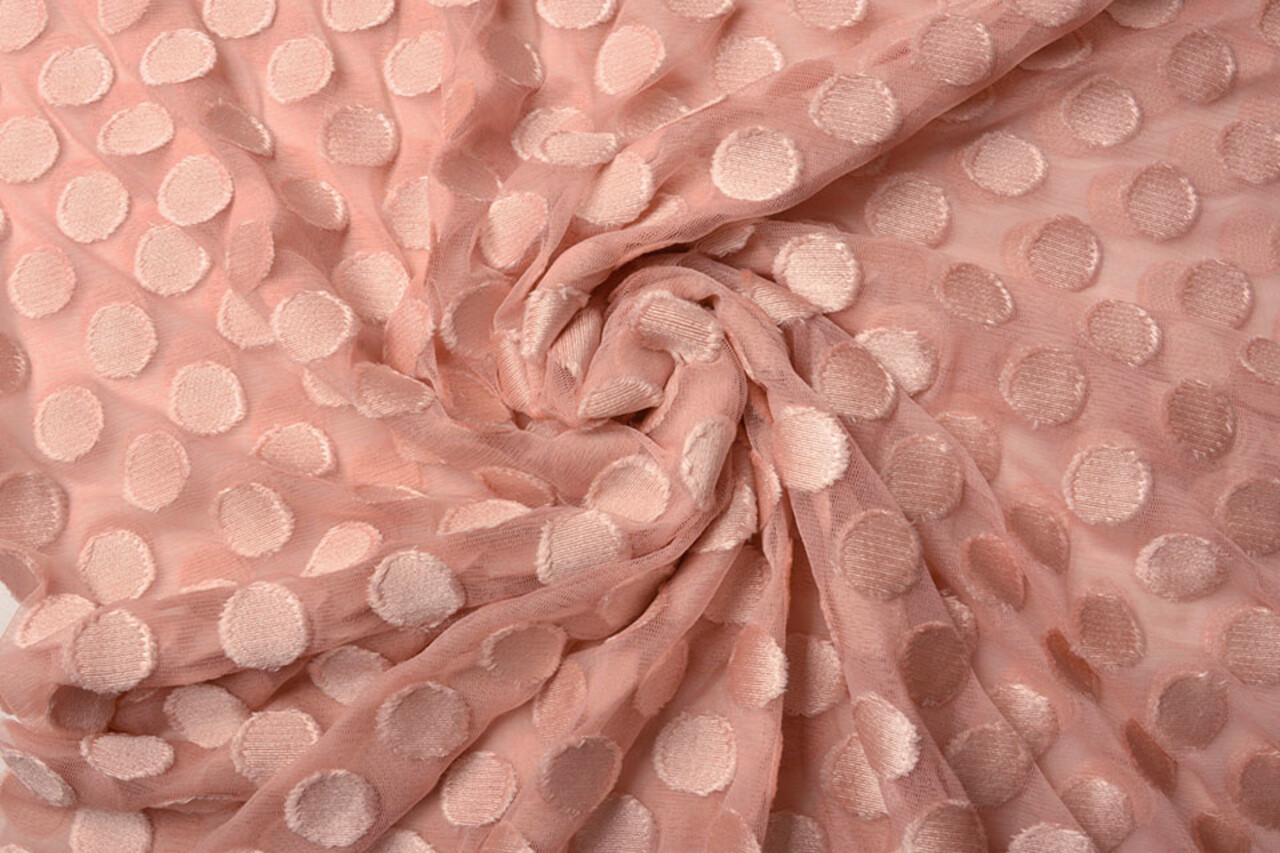 Fin Tulle Pois Rose Poudré