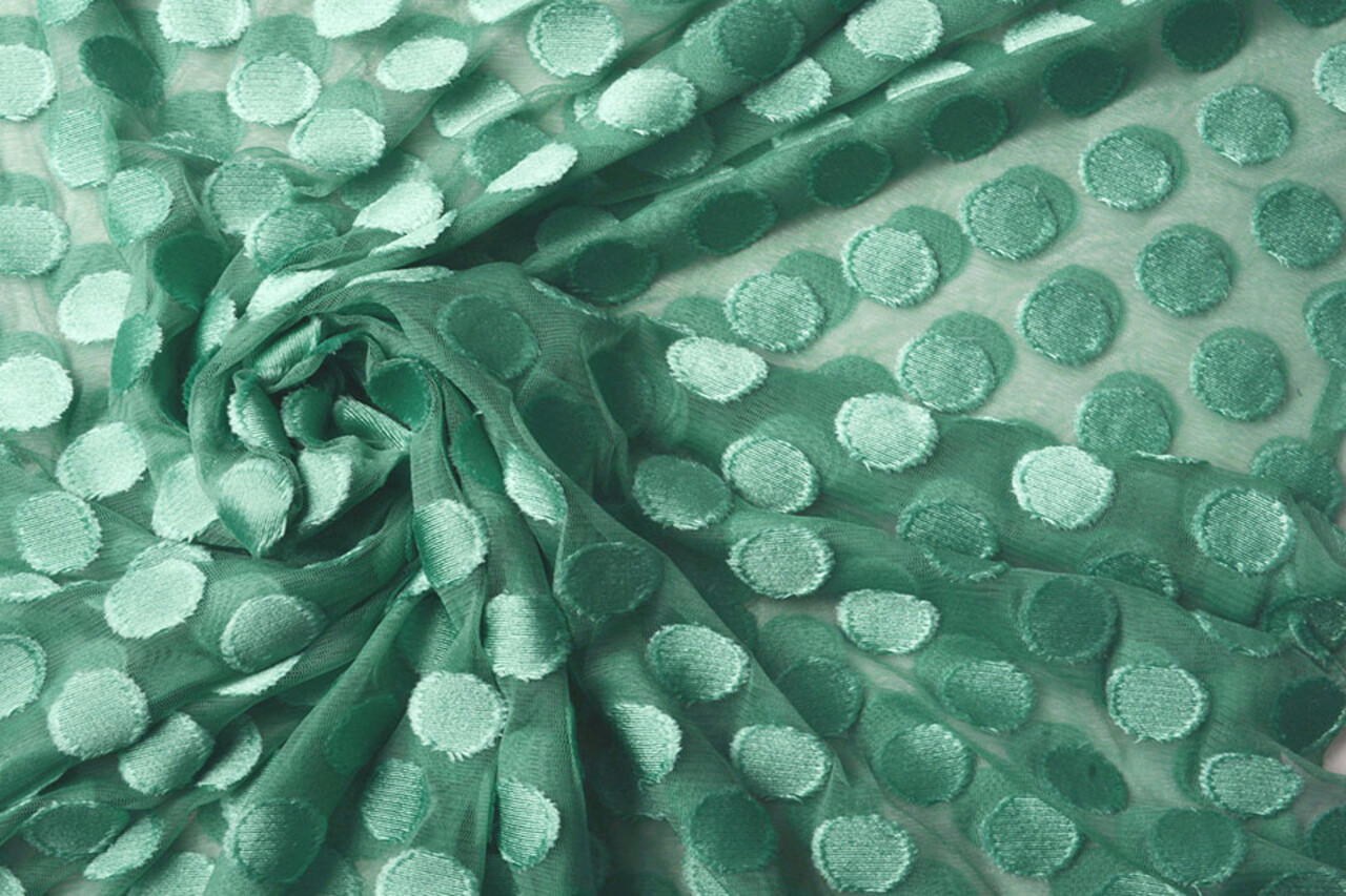 Fine Tulle Pois Scuro Verde Menta Fine Tulle Pois Scuro Verde Menta