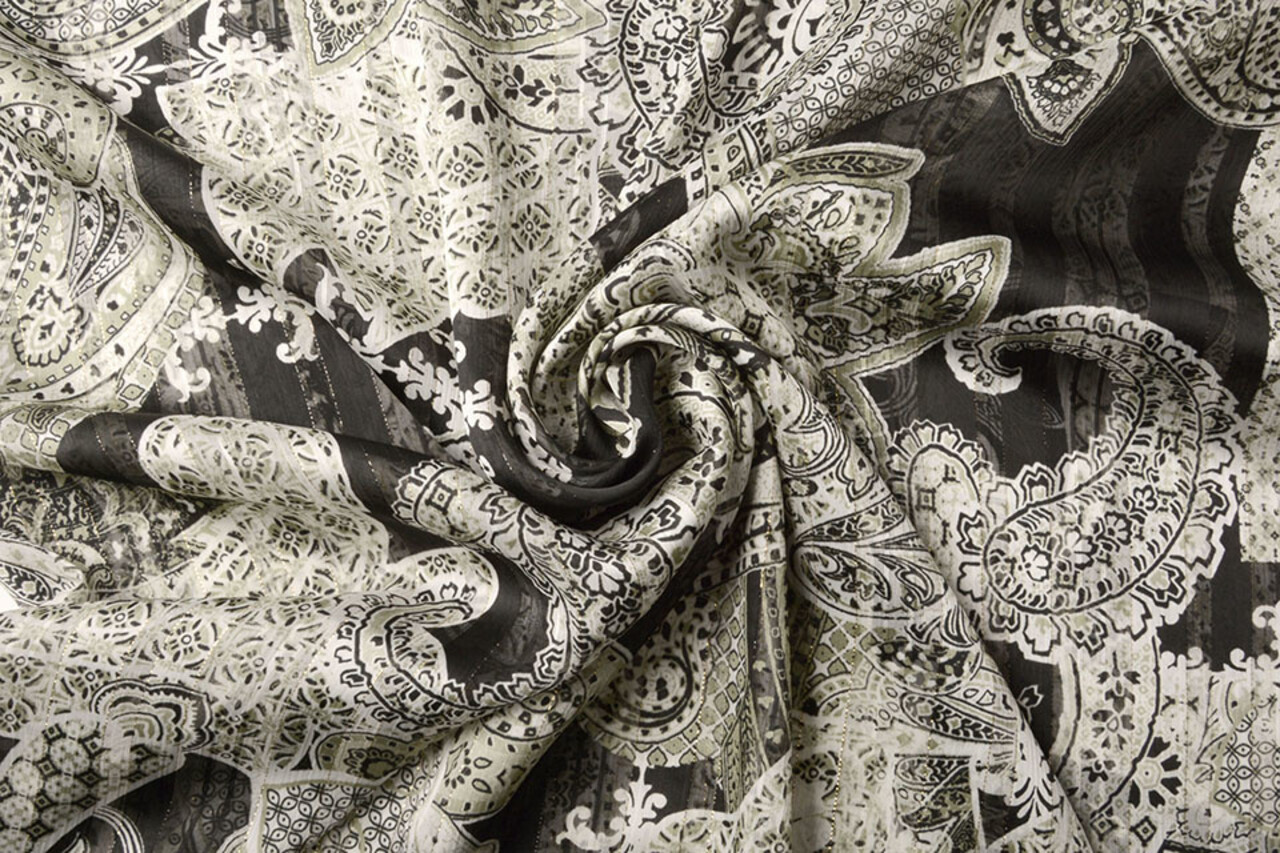 Chiffon Satin Lurex Perhiasan Zwart