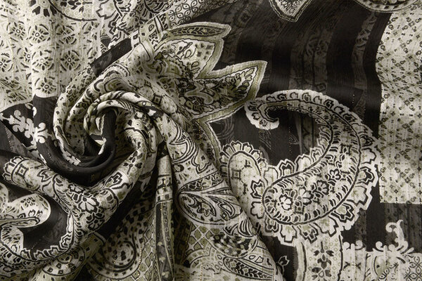 Chiffon Satin Lurex Perhiasan Zwart