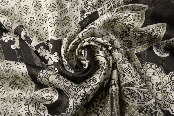 Chiffon Satin Lurex Perhiasan Zwart