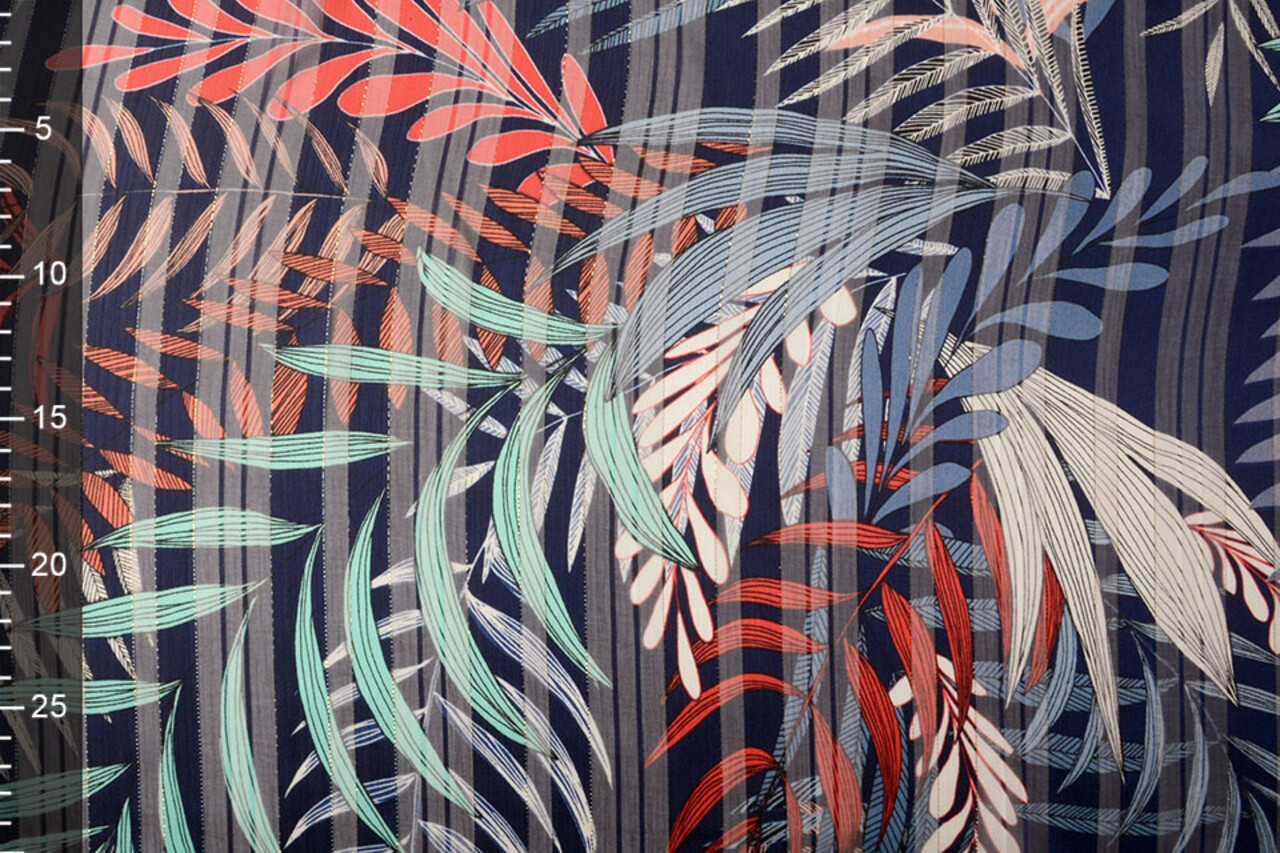 Chiffon Satin Lurex Zaridana Marine Blauw