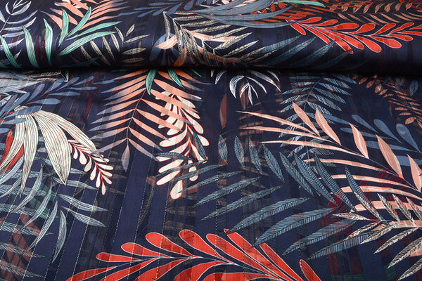 Chiffon Satin Lurex Zaridana Marineblau