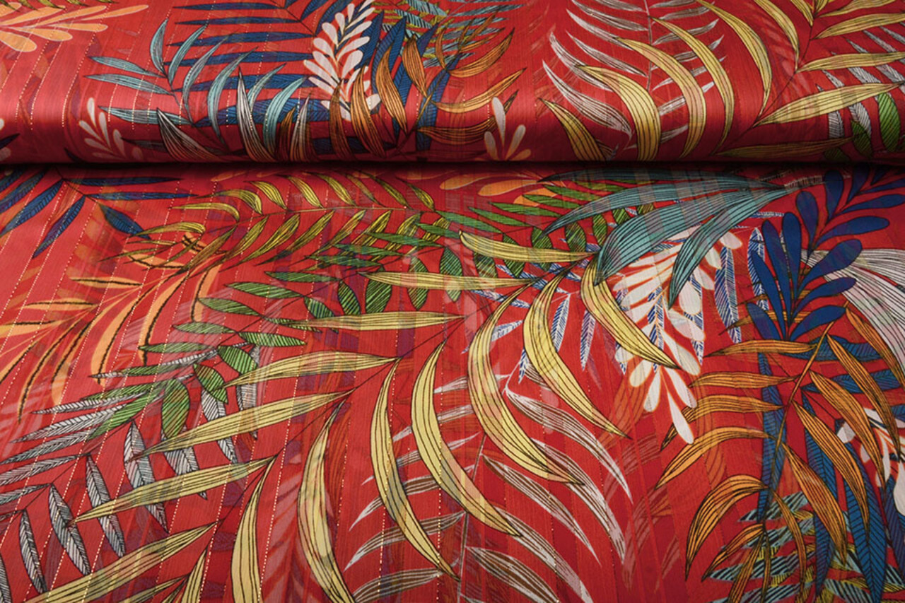 Chiffon Satin Lurex Zaridana Red