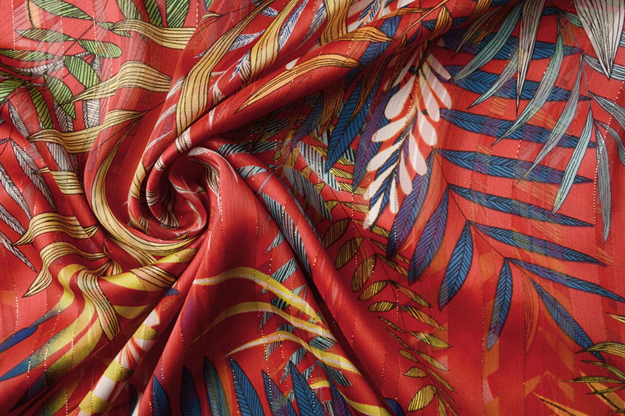 Chiffon Satin Lurex Zaridana Rot