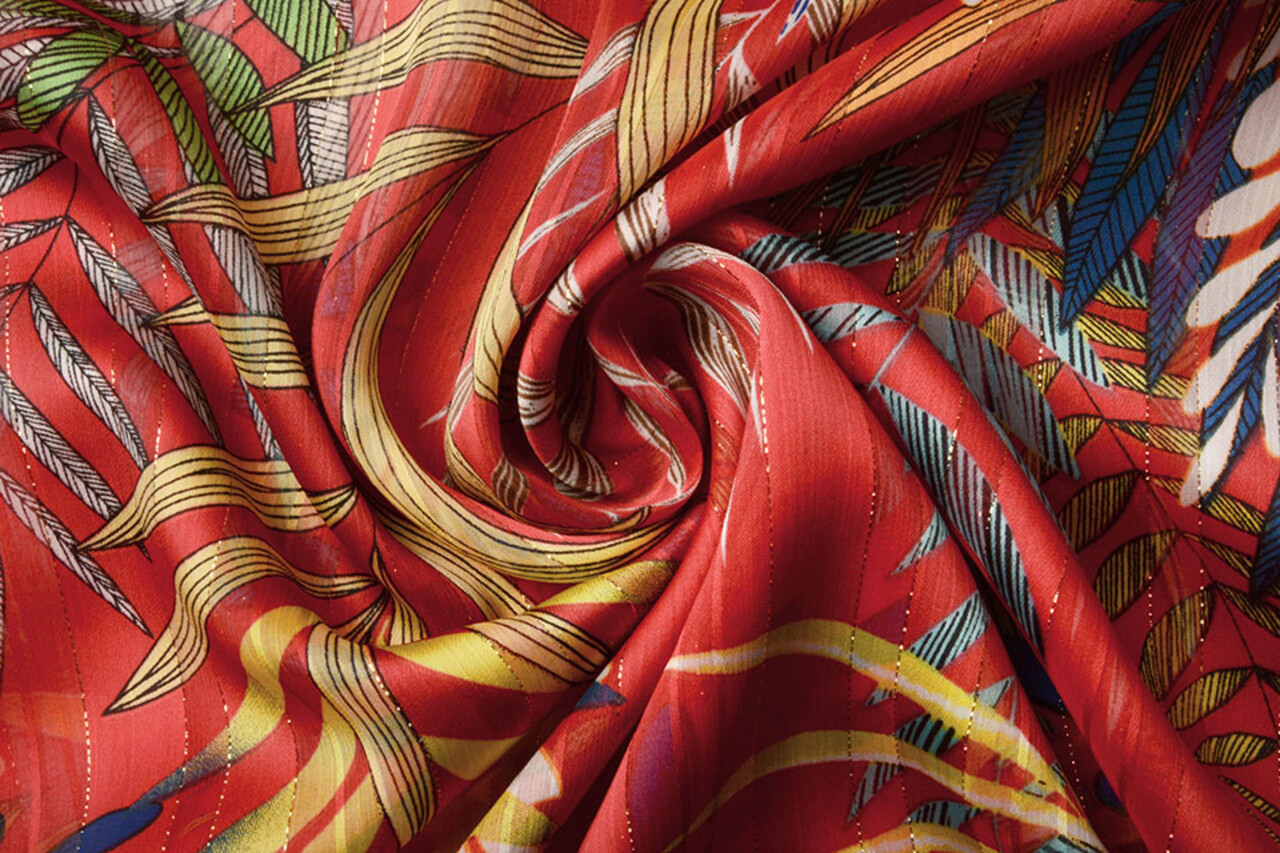 Chiffon Satin Lurex Zaridana Rood Chiffon Satin Lurex Zaridana Rood