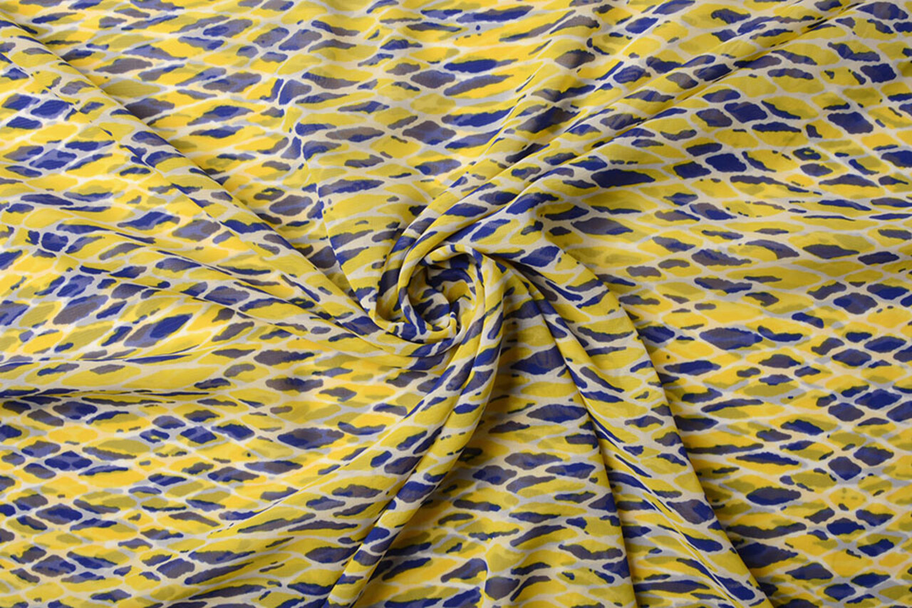 Chiffon Kasa Yellow Blue Chiffon Kasa Yellow Blue