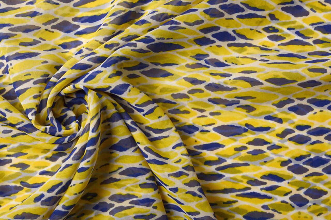Chiffon Kasa Gelb Blau