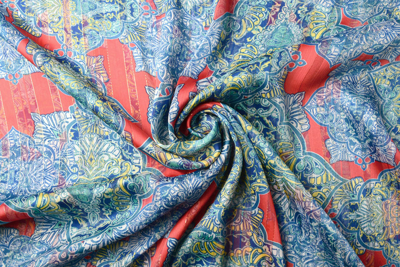Mousseline Satin Lurex Timur Rouge