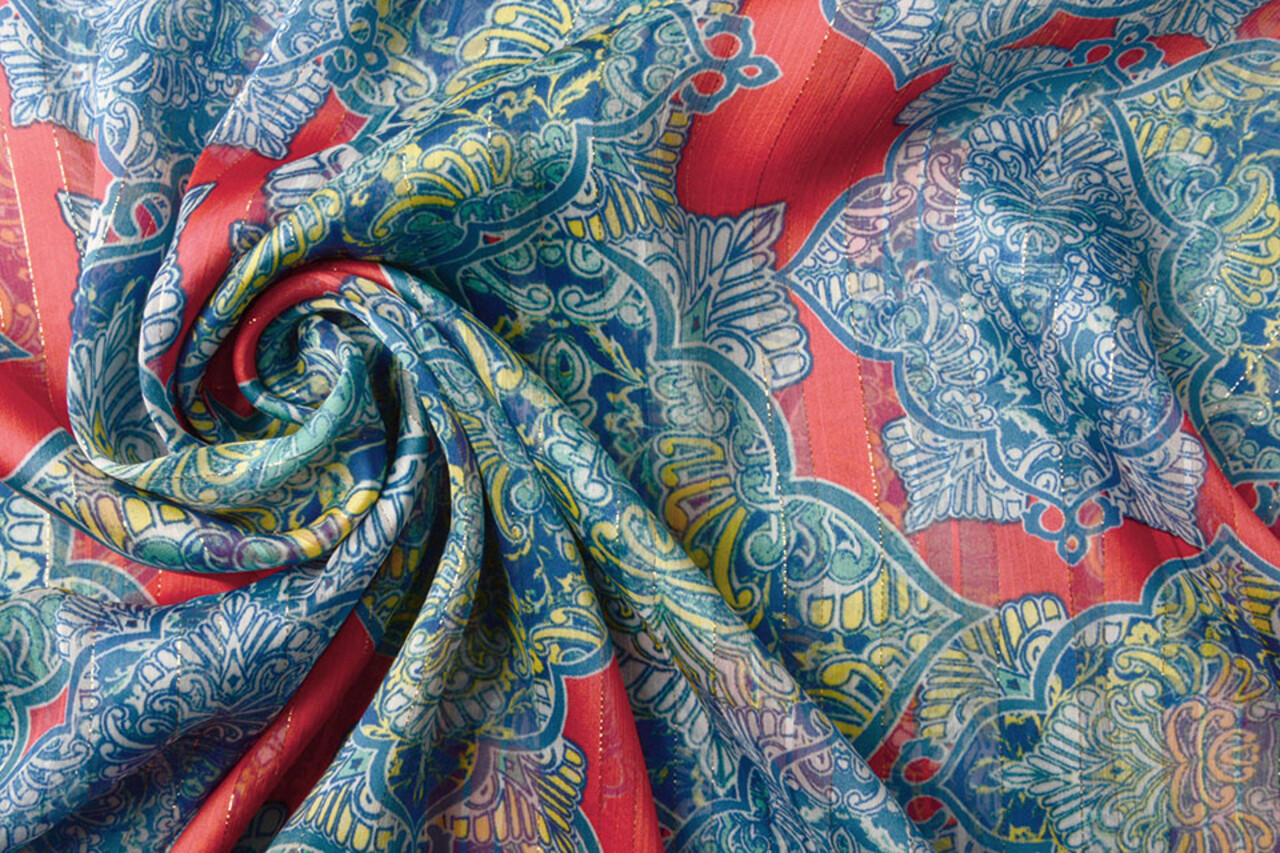 Chiffon Satin Lurex Timur Red Chiffon Satin Lurex Timur Red