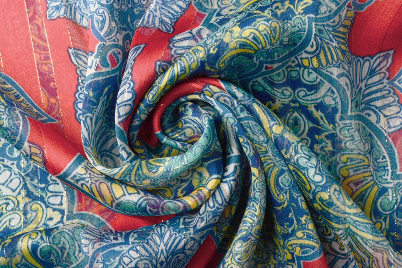 Chiffon Satin Lurex Timur Rot Chiffon Satin Lurex Timur Rot