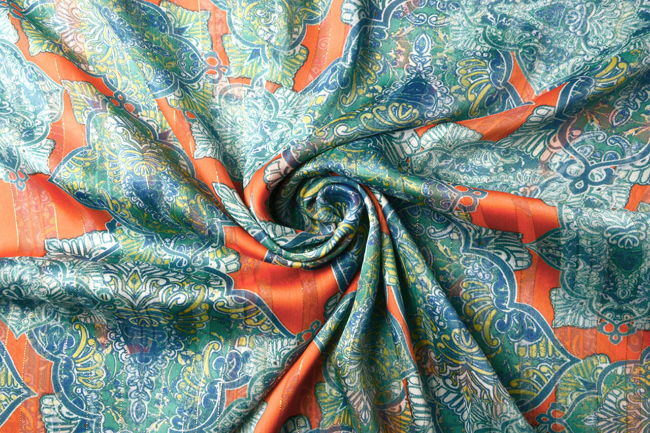 Chiffon Satin Lurex Timur Orange Chiffon Satin Lurex Timur Orange