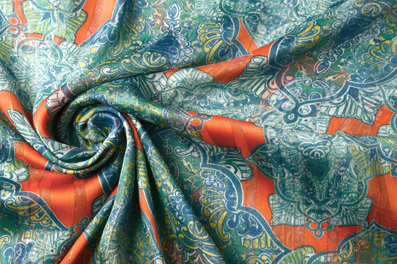 Chiffon Satin Lurex Timur Orange Chiffon Satin Lurex Timur Orange