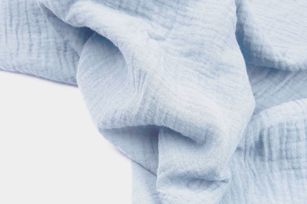 Oeko-Tex®  Coton Double Gaze Tissu Poudré Bleu