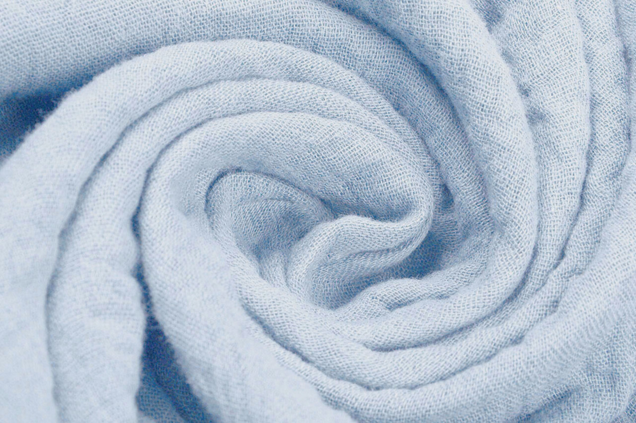 Oeko-Tex®  Coton Double Gaze Tissu Poudré Bleu