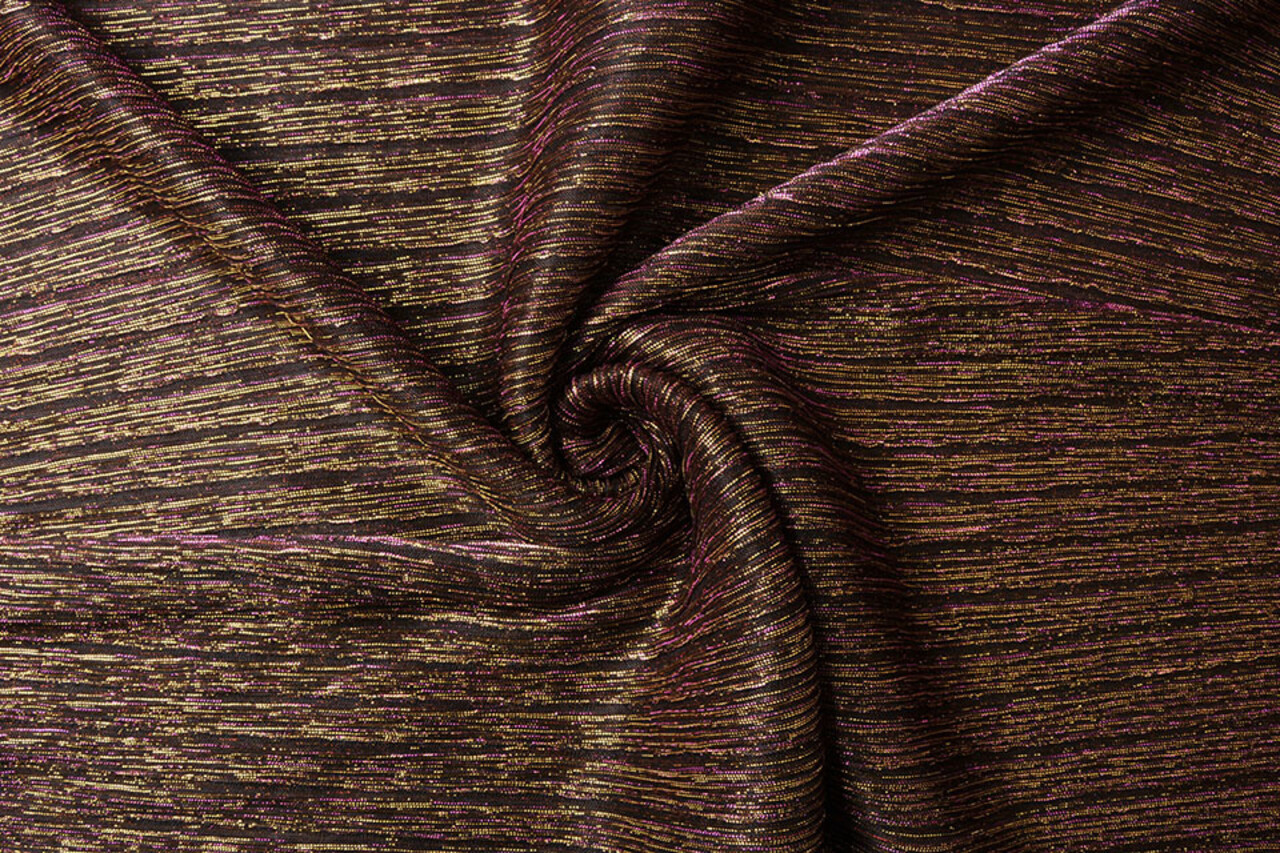 Lurex Plissé Cyclaam Goud