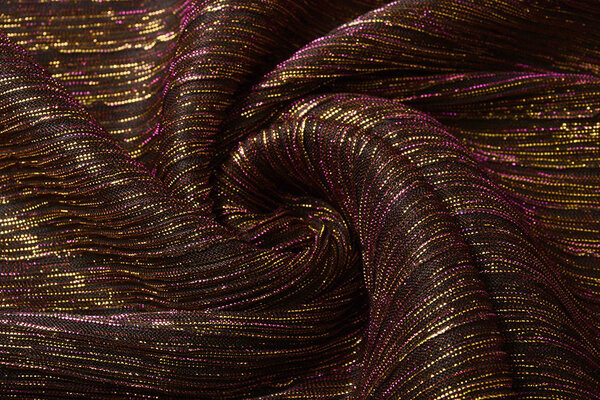 Lurex Plissé Cyclaam Goud