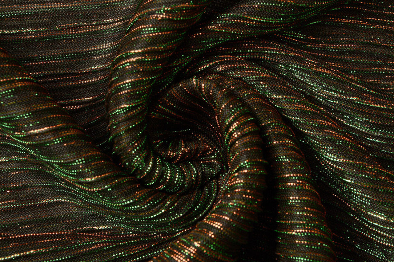 Lurex Plissé Groen Rood