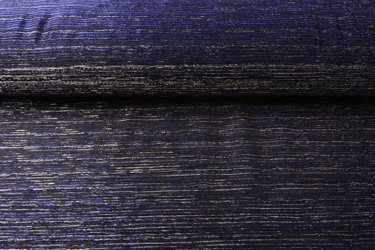 Lurex Plissée Königsblau Silber