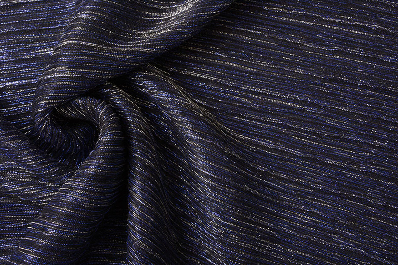 Lurex Plissée Königsblau Silber