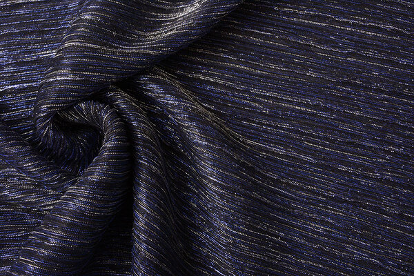 Lurex Plissée Königsblau Silber