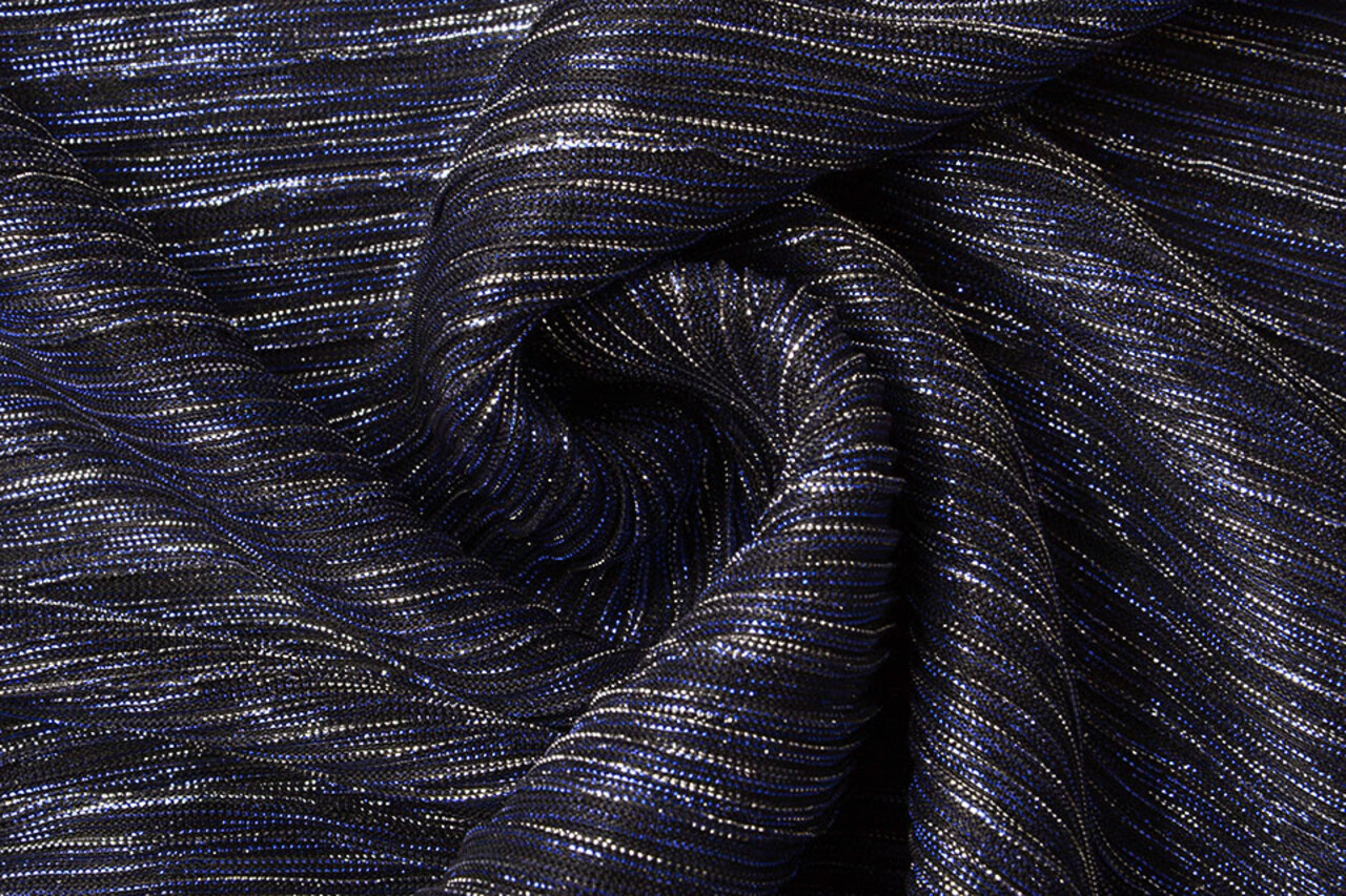 Lurex Pleated Royal Blue Silver