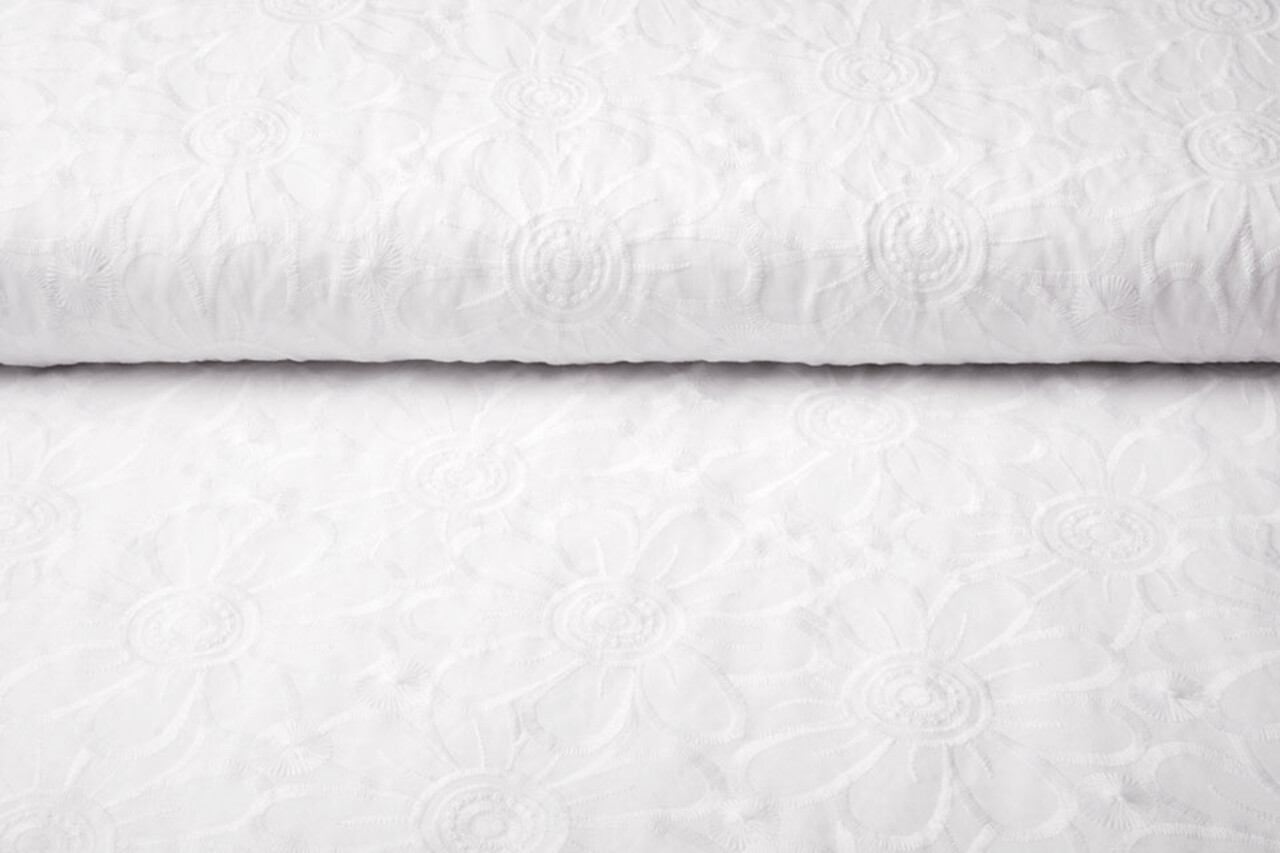 Stickerei Baumwoll Fleur Weiß