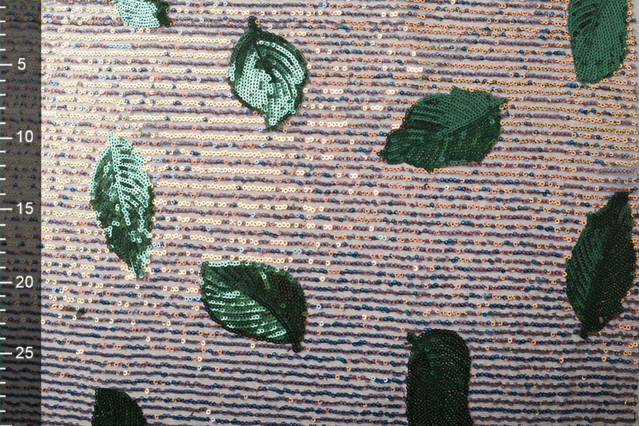 Sequins on Mesh Feather Green Sequins on Mesh Feather Green