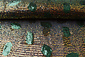 Paillettes sur Résille Plumes Vert