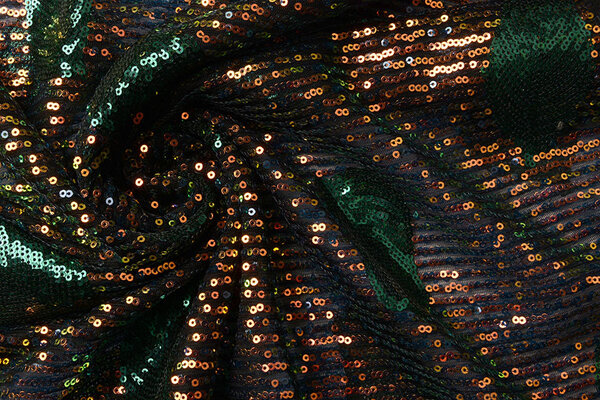 Paillettes su Mesh Piume Verde Paillettes su Mesh Piume Verde